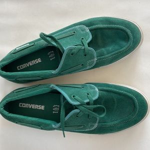 Converse vintage green suede boat shoes